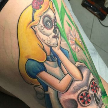 Color Work Tattoo Alice in Wonderland