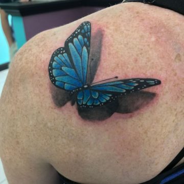 Color Work Tattoo Butterfly Back