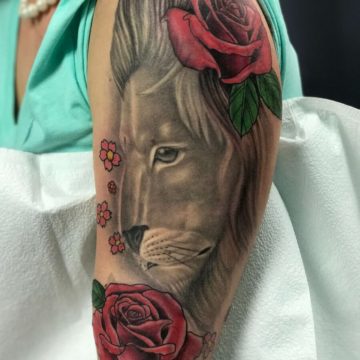 Color Work Tattoo Lion