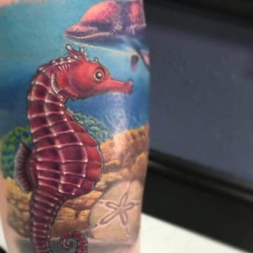 Color Work Tattoo Seahorse