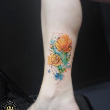 Water Color Ankle Flower