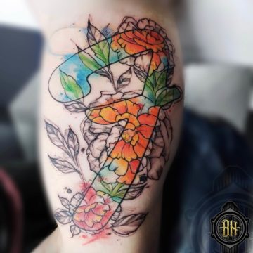 Water Color Arm Flower Tattoo