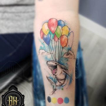 Water Color Forearm Shark Tattoo