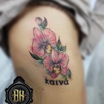 Water Color Side Flower Tattoo
